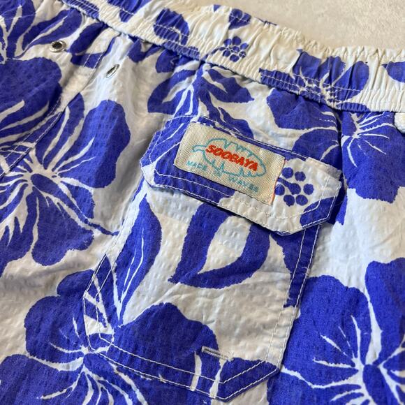 Soobaya Purple Hawaiian Flower Swim Shorts Trunks Men's size Large - Picture 5 of 11